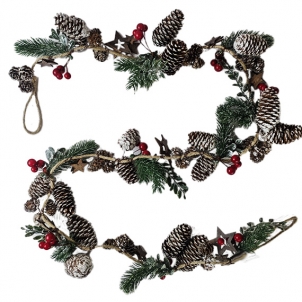 Ghirlandă de Craciun conuri cu fructe roșii 150 cm