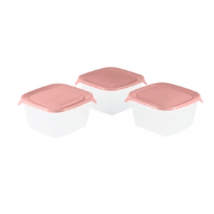 Set boxe cu capac FRESH&GO 1,2 L, 3 bucăți, roz