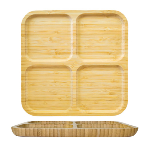Platou patrat cu 4 compartimente BAMBUS, 25 cm