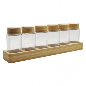 Set recipiente condimente pe suport NATURALIST SPICE 6x100 ml 