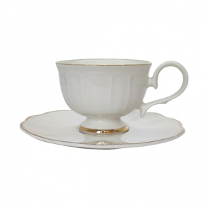 Cană pe suport cu farfurioară RETRO RITZ GOLD 160 ml