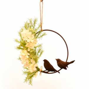 Compoziție cu flori și 2 păsări
