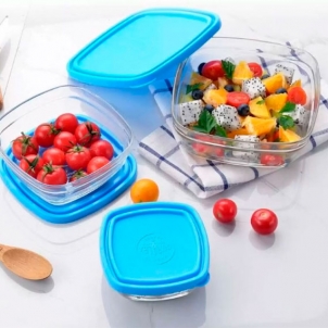 Boxă pătrată FRESHBOX 9 cm (150 ml), capac albastru