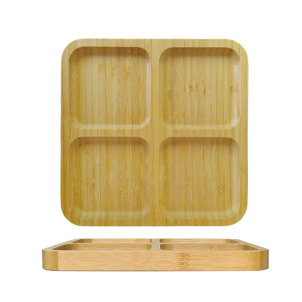 Platou patrat cu 4 compartimente BAMBUS 20 cm