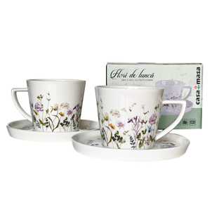Set căni cu fărfurioara FLORI DE LUNCA 250 ml, 2 bucăți